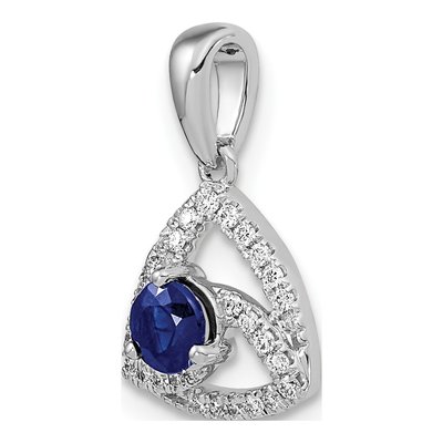 14K White Gold 1/10 ct tw Sapphire & Diamond Triangle Pendant – view 5