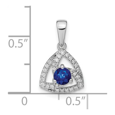 14K White Gold 1/10 ct tw Sapphire & Diamond Triangle Pendant – view 6