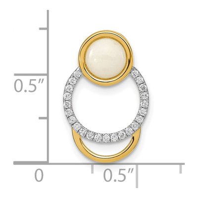 14K Yellow Gold 1/8 ct tw Opal & Diamond Circle Slide Pendant – view 4