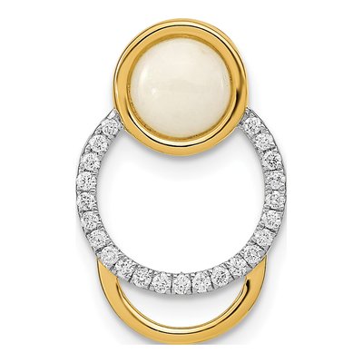 14K Yellow Gold 1/8 ct tw Opal & Diamond Circle Slide Pendant