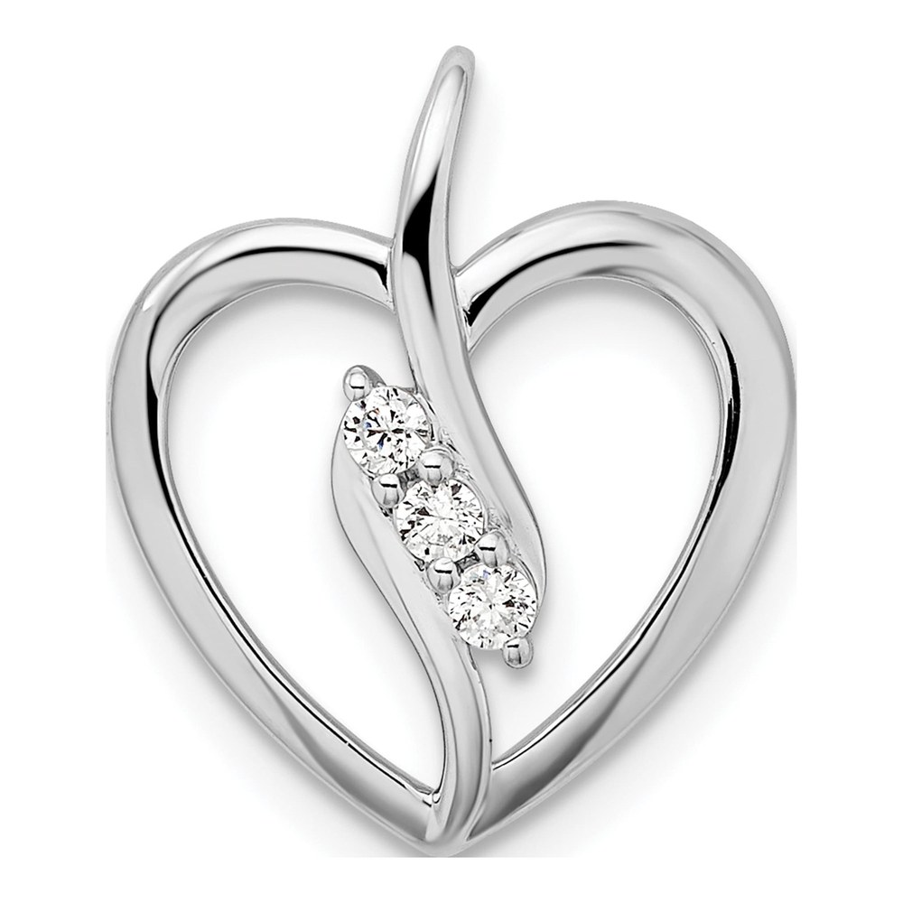 14K White Gold Lab Grown Diamond Open Heart Pendant