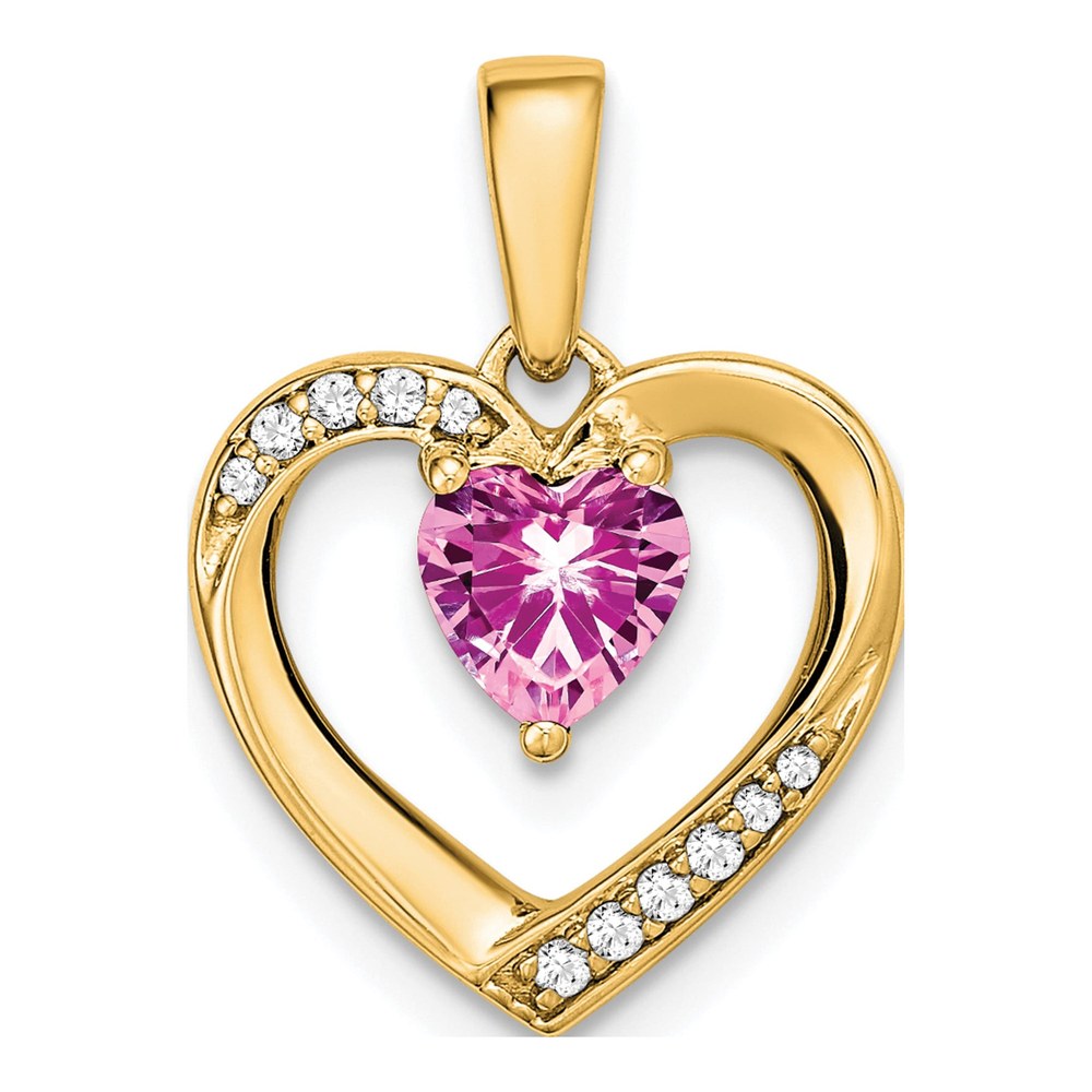 14K Yellow Gold Diamond Heart Pendant