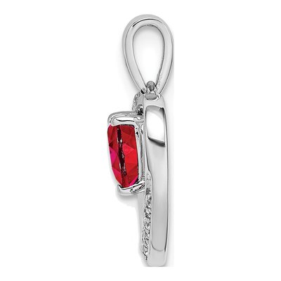 14K White Gold Ruby & Diamond Heart Pendant – view 2