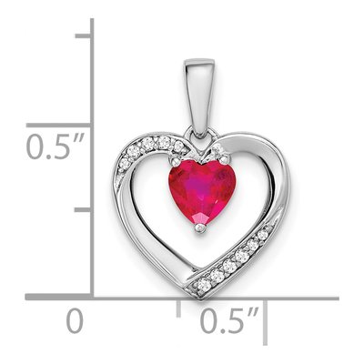 14K White Gold Ruby & Diamond Heart Pendant – view 4