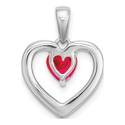 14K White Gold Ruby & Diamond Heart Pendant – view 5