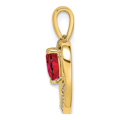 14K Yellow Gold Ruby & Diamond Heart Pendant – view 2