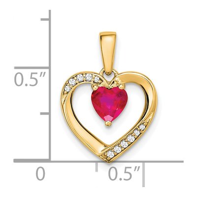14K Yellow Gold Ruby & Diamond Heart Pendant – view 3