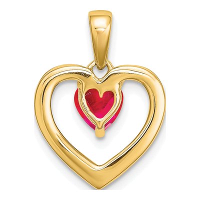 14K Yellow Gold Ruby & Diamond Heart Pendant – view 4