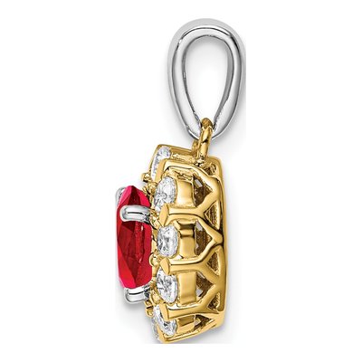 14K Two-Tone Gold 0.34 ct tw Ruby & Diamond Oval Halo Pendant – view 3