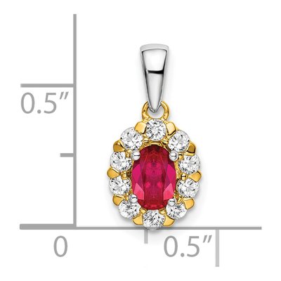 14K Two-Tone Gold 0.34 ct tw Ruby & Diamond Oval Halo Pendant – view 4