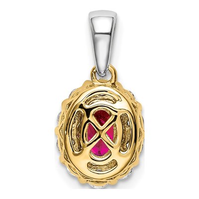 14K Two-Tone Gold 0.34 ct tw Ruby & Diamond Oval Halo Pendant – view 5