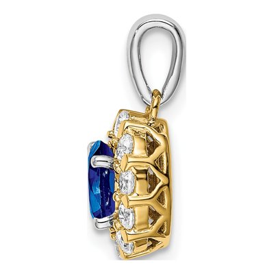 14K Two-Tone Gold 0.34 ct tw Sapphire & Diamond Halo Pendant – view 3