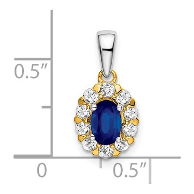 14K Two-Tone Gold 0.34 ct tw Sapphire & Diamond Halo Pendant – view 4