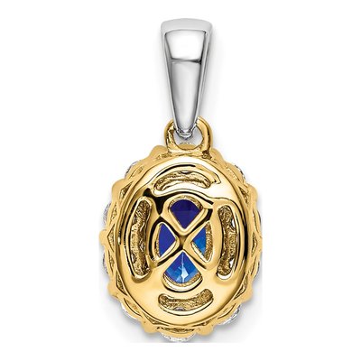 14K Two-Tone Gold 0.34 ct tw Sapphire & Diamond Halo Pendant – view 5