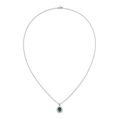 14K White Gold 1/2 ct tw Lab-Created Emerald & Lab-Grown Diamond Halo Necklace – view 5