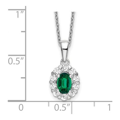 14K White Gold 1/2 ct tw Lab-Created Emerald & Lab-Grown Diamond Halo Necklace – view 6