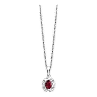 14K White Gold 1/2 ct tw Lab-Created Ruby & Lab-Grown Diamond Halo Necklace – view 2