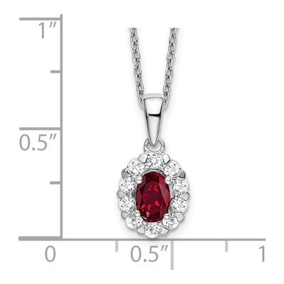 14K White Gold 1/2 ct tw Lab-Created Ruby & Lab-Grown Diamond Halo Necklace – view 3