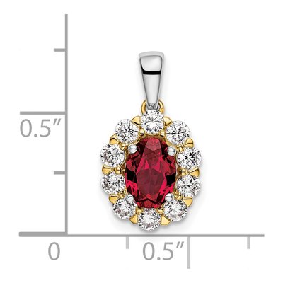 14K Two-Tone Gold 1/2 ct tw Lab-Created Ruby & Lab-Grown Diamond Halo Pendant – view 4