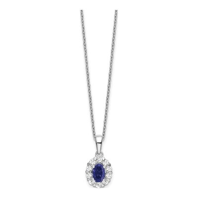 14K White Gold 1/2 ct tw Lab-Created Sapphire & Lab-Grown Diamond Halo Necklace – view 2