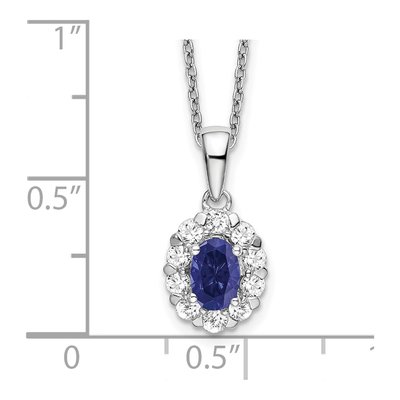 14K White Gold 1/2 ct tw Lab-Created Sapphire & Lab-Grown Diamond Halo Necklace – view 3