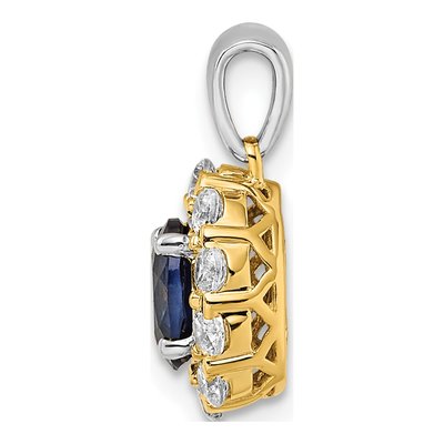 14K Two-Tone Gold 1/2 ct tw Lab-Created Sapphire & Lab-Grown Diamond Halo Pendant – view 2