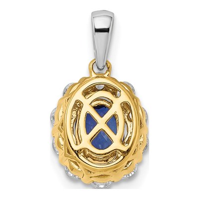 14K Two-Tone Gold 1/2 ct tw Lab-Created Sapphire & Lab-Grown Diamond Halo Pendant – view 3