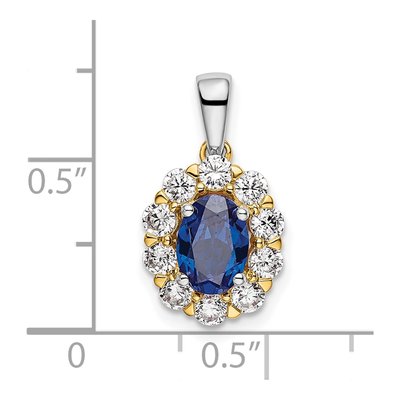 14K Two-Tone Gold 1/2 ct tw Lab-Created Sapphire & Lab-Grown Diamond Halo Pendant – view 4
