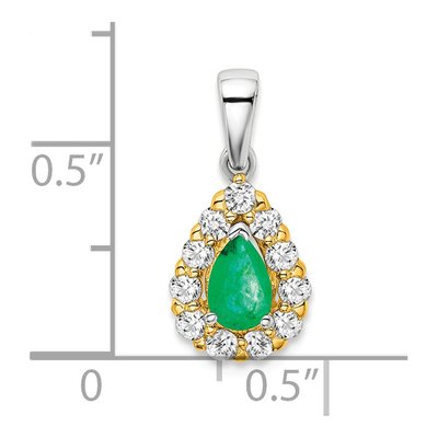 14K Two-Tone Gold 0.37 ct tw Emerald & Diamond Halo Pendant – view 3