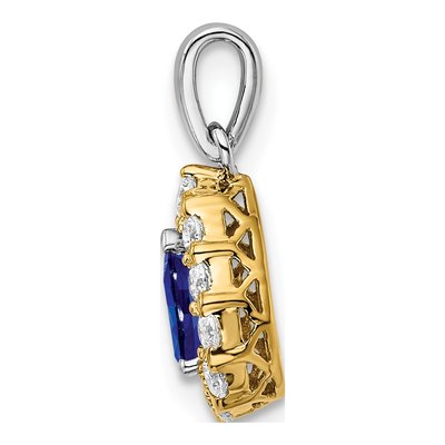 14K Two-Tone Gold 0.37 ct tw Sapphire & Diamond Pear Halo Pendant – view 3