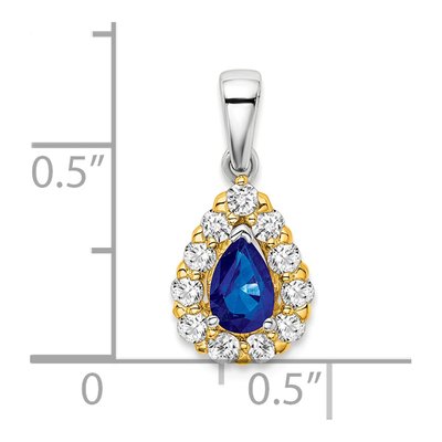 14K Two-Tone Gold 0.37 ct tw Sapphire & Diamond Pear Halo Pendant – view 4