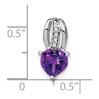 14K White Gold Amethyst & Diamond Heart Slide Pendant – view 3