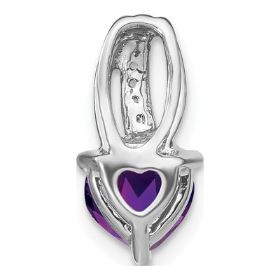 14K White Gold Amethyst & Diamond Heart Slide Pendant – view 4