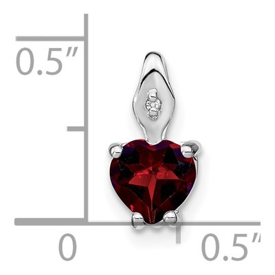 14K White Gold Garnet & Diamond Heart Slide Pendant – view 3