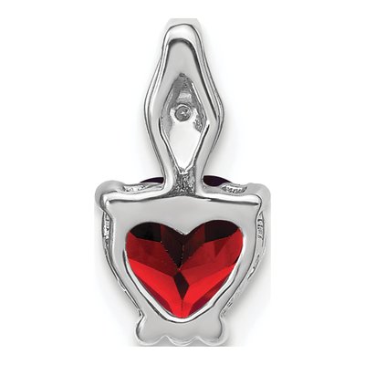 14K White Gold Garnet & Diamond Heart Slide Pendant – view 4