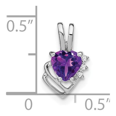 14K White Gold Amethyst & Diamond Heart Pendant – view 3