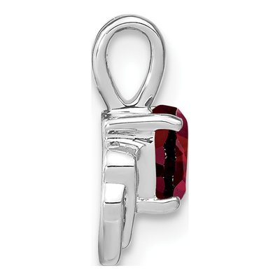 14K White Gold Garnet & Diamond Heart Pendant – view 2