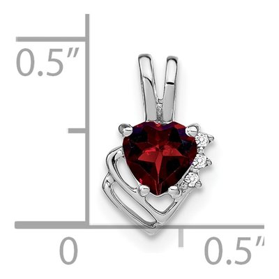 14K White Gold Garnet & Diamond Heart Pendant – view 3