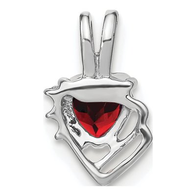 14K White Gold Garnet & Diamond Heart Pendant – view 4