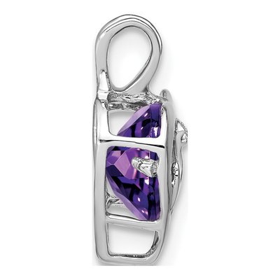14K White Gold Amethyst & Diamond MOM Heart Pendant – view 3