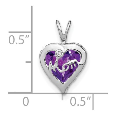 14K White Gold Amethyst & Diamond MOM Heart Pendant – view 4