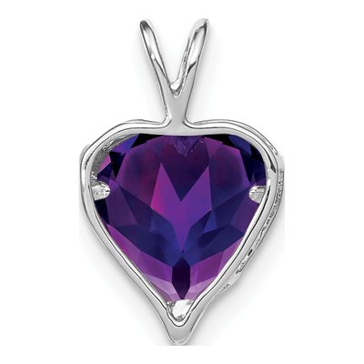 14K White Gold Amethyst & Diamond MOM Heart Pendant – view 5