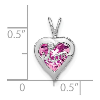 14K White Gold Diamond MOM Heart Pendant – view 3