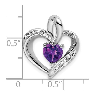 14K White Gold Amethyst & Diamond Heart Pendant – view 3