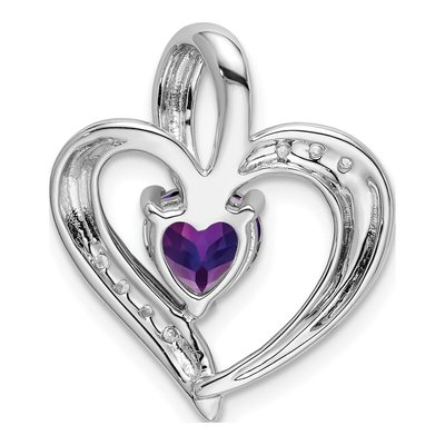 14K White Gold Amethyst & Diamond Heart Pendant – view 4