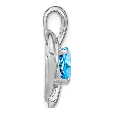 14K White Gold Swiss Blue Topaz & Diamond Heart Pendant – view 2