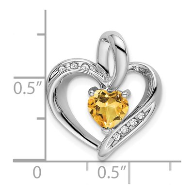 14K White Gold Citrine & Diamond Heart Pendant – view 3