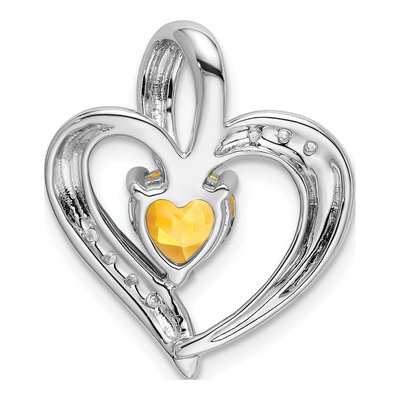 14K White Gold Citrine & Diamond Heart Pendant – view 4