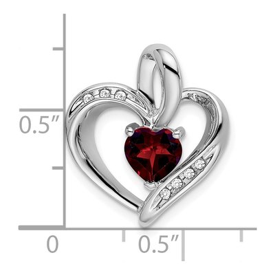 10K White Gold 1/20 ct tw Garnet & Diamond Heart Charm – view 3