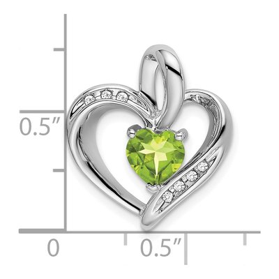 10K White Gold 1/20 ct tw Peridot & Diamond Heart Charm – view 3